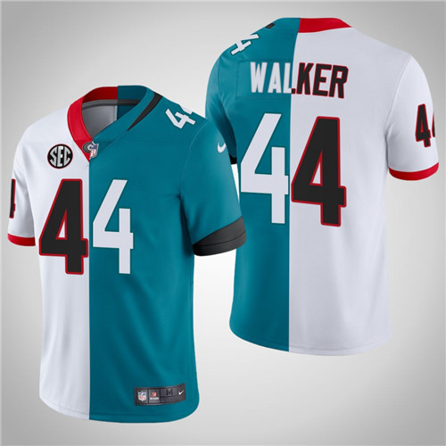 Georgia Bulldogs 44 Travon Walker Split Limited 2022 NFL Draft Jersey White Teal