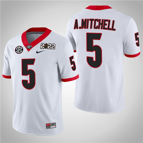 Georgia Bulldogs 5 Adonai Mitchell 2021 CFP National Champions Jersey White