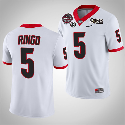Georgia Bulldogs 5 Kelee Ringo 2021-22 CFP National Champions Jersey White