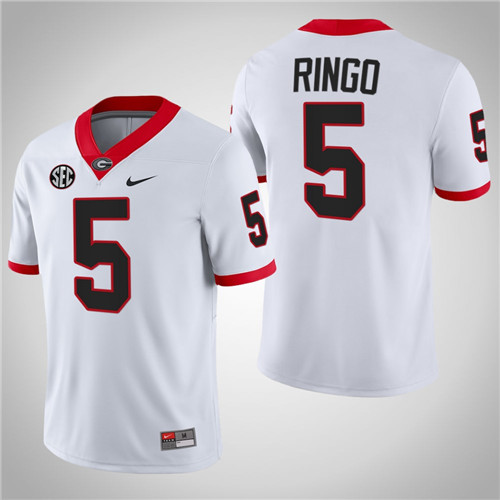 Georgia Bulldogs 5 Kelee Ringo Football Block Number Font Jersey White
