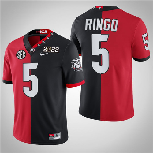 Georgia Bulldogs 5 Kelee Ringo Split Edition 2021 CFP National Champions Jersey Red Black