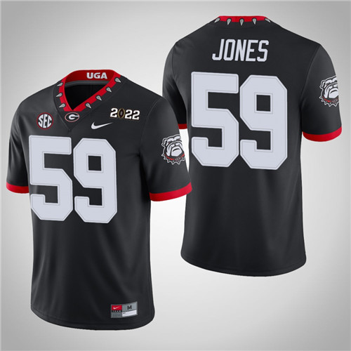 Georgia Bulldogs 59 Broderick Jones Game 2021 National Champions Jersey Black