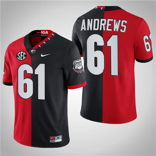 Georgia Bulldogs 61 David Andrews 100th Season NFL Alumni Split Edition Jersey Red Black