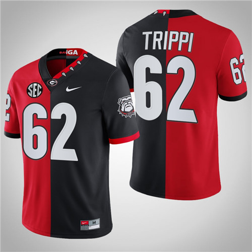 Georgia Bulldogs 62 Charley Trippi 100th Season NFL Alumni Split Edition Jersey Red Black