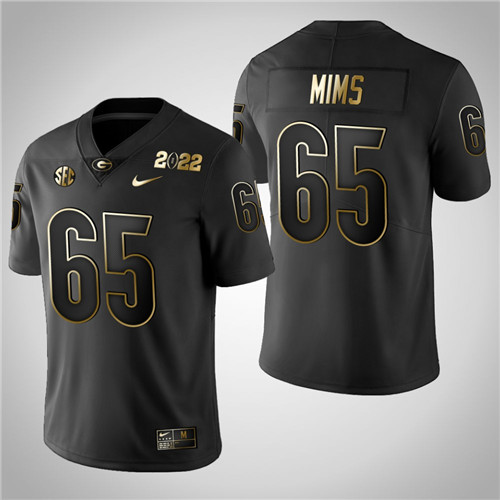 Georgia Bulldogs 65 Amarius Mims Golden 2021 National Champions Jersey Black