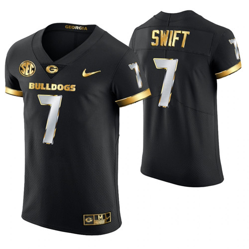 Georgia Bulldogs 7 D'Andre Swift Authentic Golden Edition Jersey Black