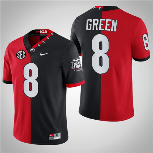 Georgia Bulldogs 8 A.J. Green 100th Season NFL Alumni Split Edition Jersey Red Black