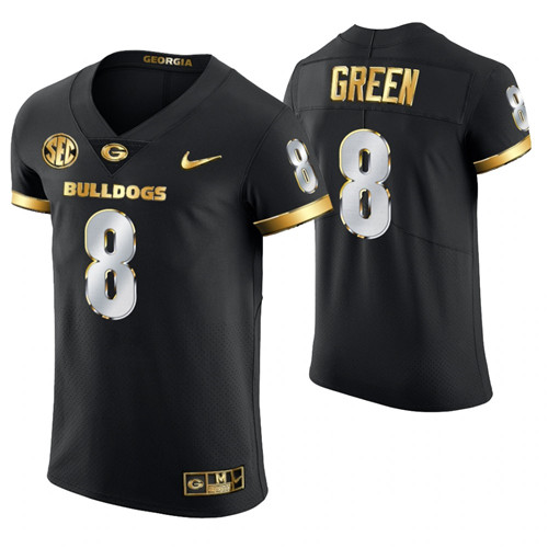 Georgia Bulldogs 8 A.J. Green Authentic Golden Edition Jersey Black