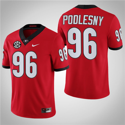 Georgia Bulldogs 96 Jack Podlesny Game College Football Jersey Red