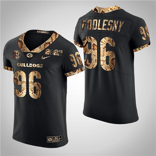 Georgia Bulldogs 96 Jack Podlesny Python Skin 2022 College Football Playoff Jersey Black