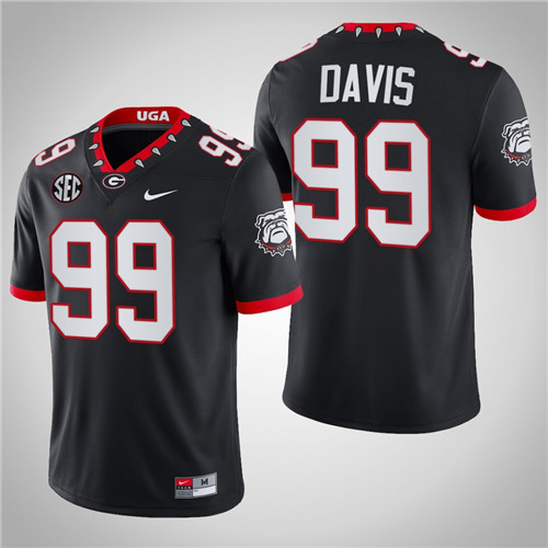 Georgia Bulldogs 99 Jordan Davis 100th Anniversary Block Number Font Jersey Black