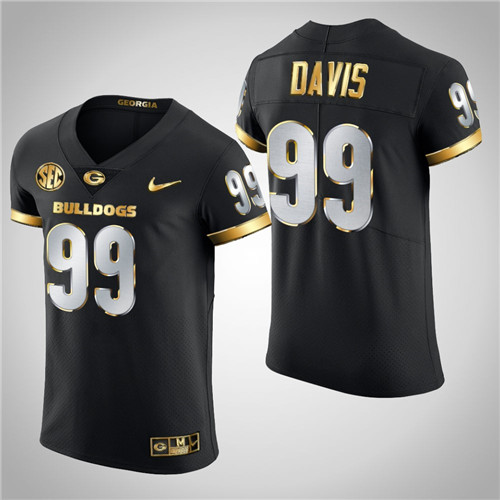 Georgia Bulldogs 99 Jordan Davis College Football Golden Edition Jersey Black