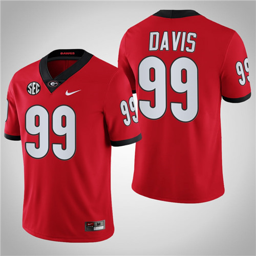 Georgia Bulldogs 99 Jordan Davis College Football Jersey Red