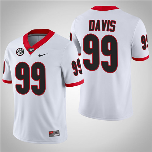 Georgia Bulldogs 99 Jordan Davis College Football Jersey White