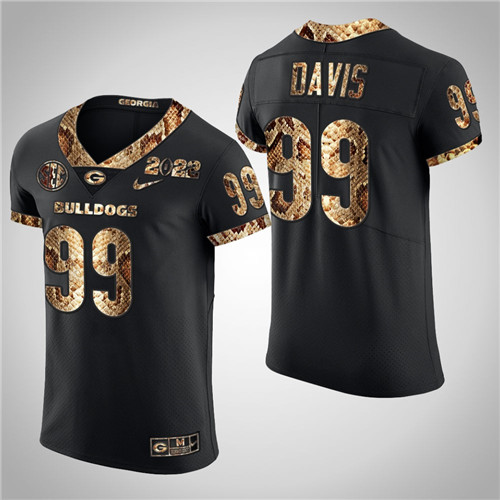 Georgia Bulldogs 99 Jordan Davis Python Skin 2022 College Football Playoff Jersey Black