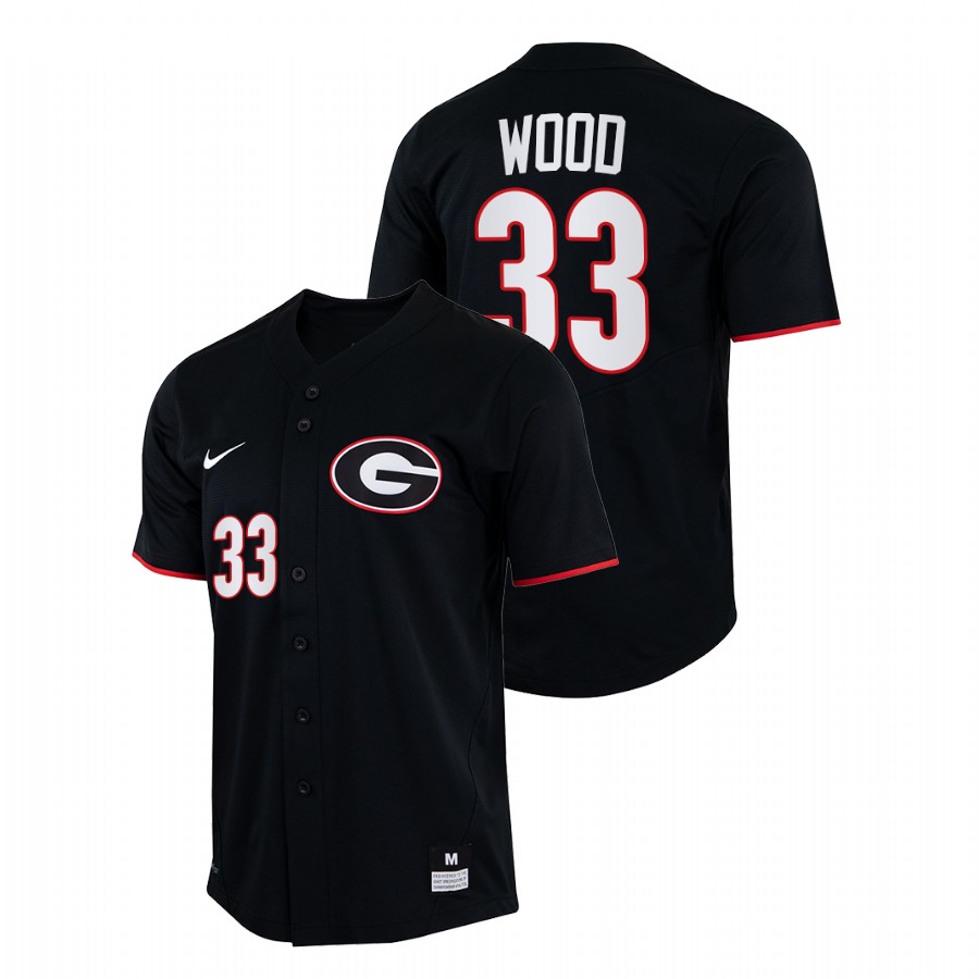 Georgia Bulldogs Alex Wood Men Black College Baseball Full-Button Jersey