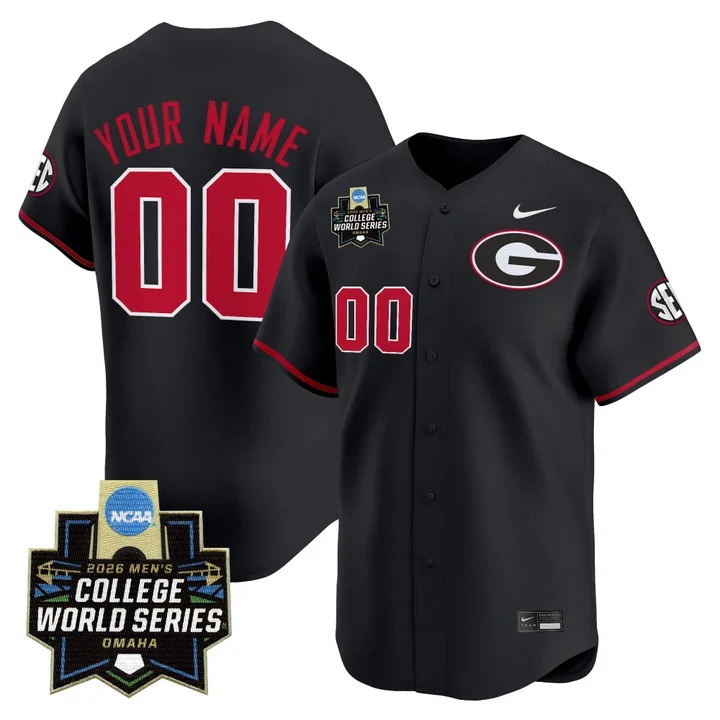 Georgia Bulldogs Baseball 2026 World Series Vapor Premier Limited Custom Jersey BLACK