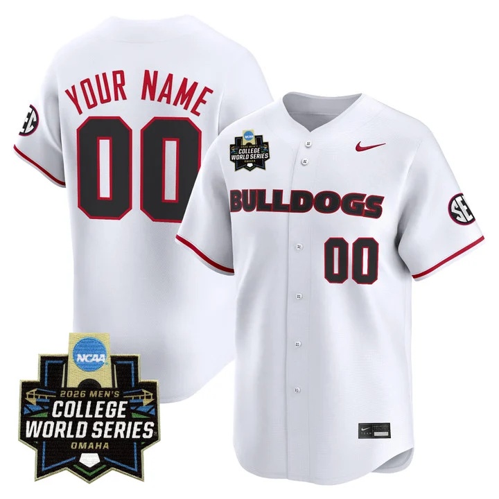 Georgia Bulldogs Baseball 2026 World Series Vapor Premier Limited Custom Jersey WHITE