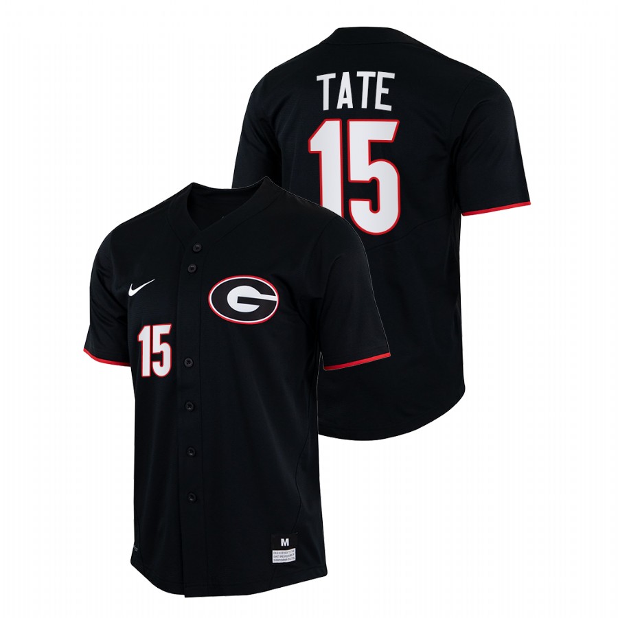 Georgia Bulldogs Cole Tate Men Black College Baseball Full-Button Jersey
