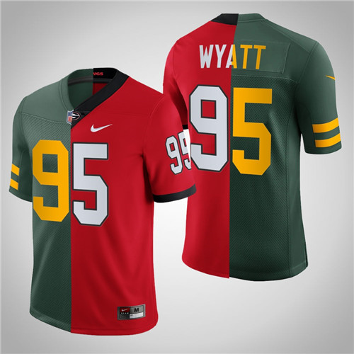 Georgia Bulldogs Devonte Wyatt Dual Teams Split 2022 NFL Draft Jersey Green Red
