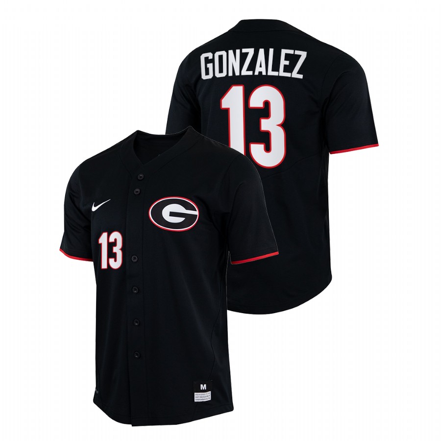 Georgia Bulldogs Fernando Gonzalez Men Black College Baseball Full-Button Jersey