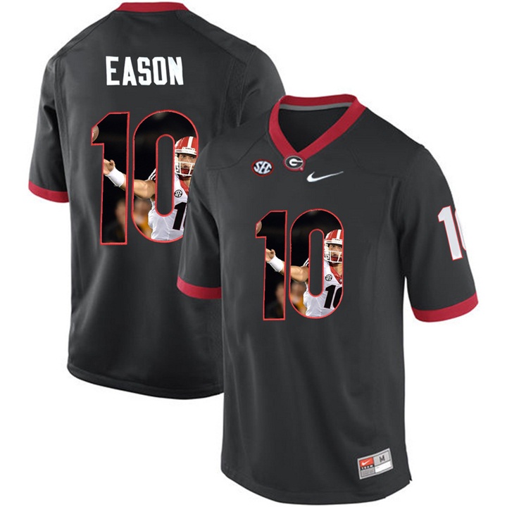Georgia Bulldogs Jacob Eason Black Printing Player Portrait Football Jersey