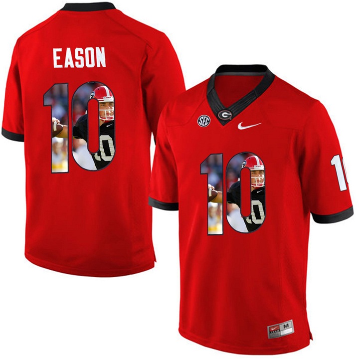 Georgia Bulldogs Jacob Eason Red Printing Player Portrait Football Jersey
