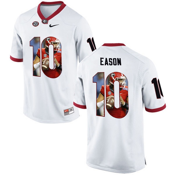 Georgia Bulldogs Jacob Eason White Printing Player Portrait Football Jersey