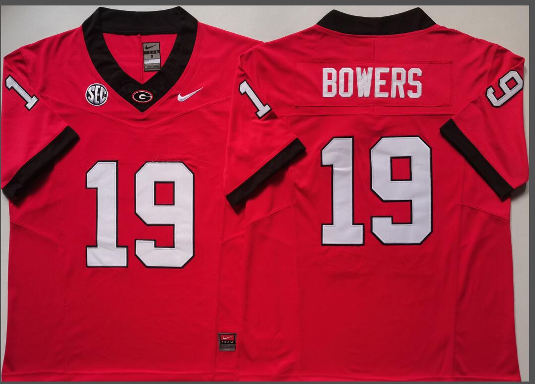 Georgia Bulldogs Red #19 BOWERS Jersey
