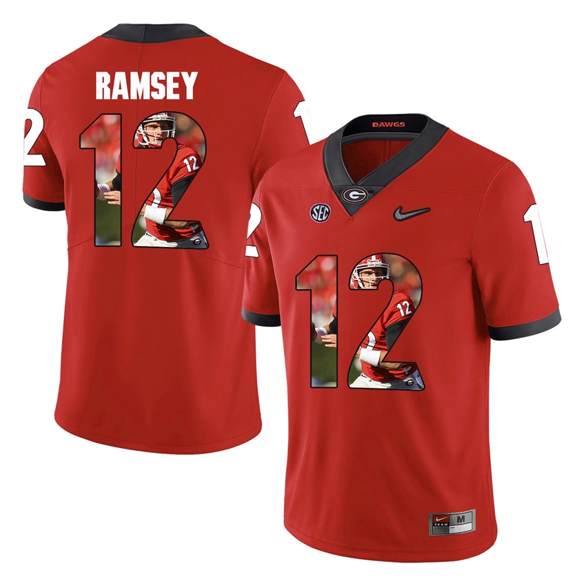 Georgia Bulldogs Red Brice Ramsey College Football Portrait Jersey