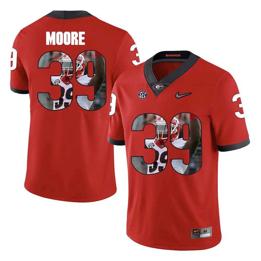 Georgia Bulldogs Red Corey Moore College Football Portrait Jersey