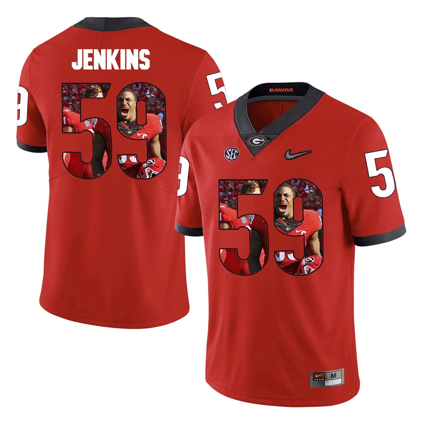 Georgia Bulldogs Red Jordan Jenkins College Football Portrait Jersey