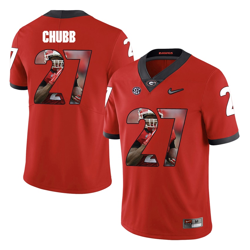 Georgia Bulldogs Red Nick Chubb College Football Portrait Jersey