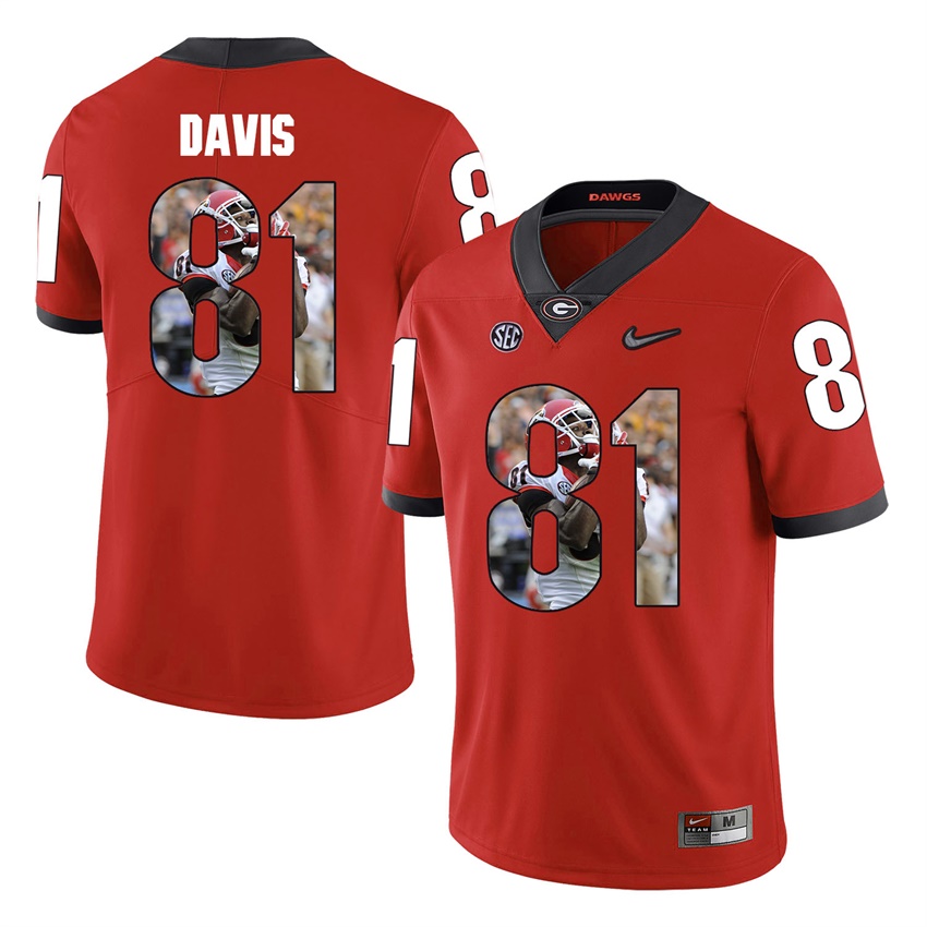 Georgia Bulldogs Red Reggie Davis College Football Portrait Jersey