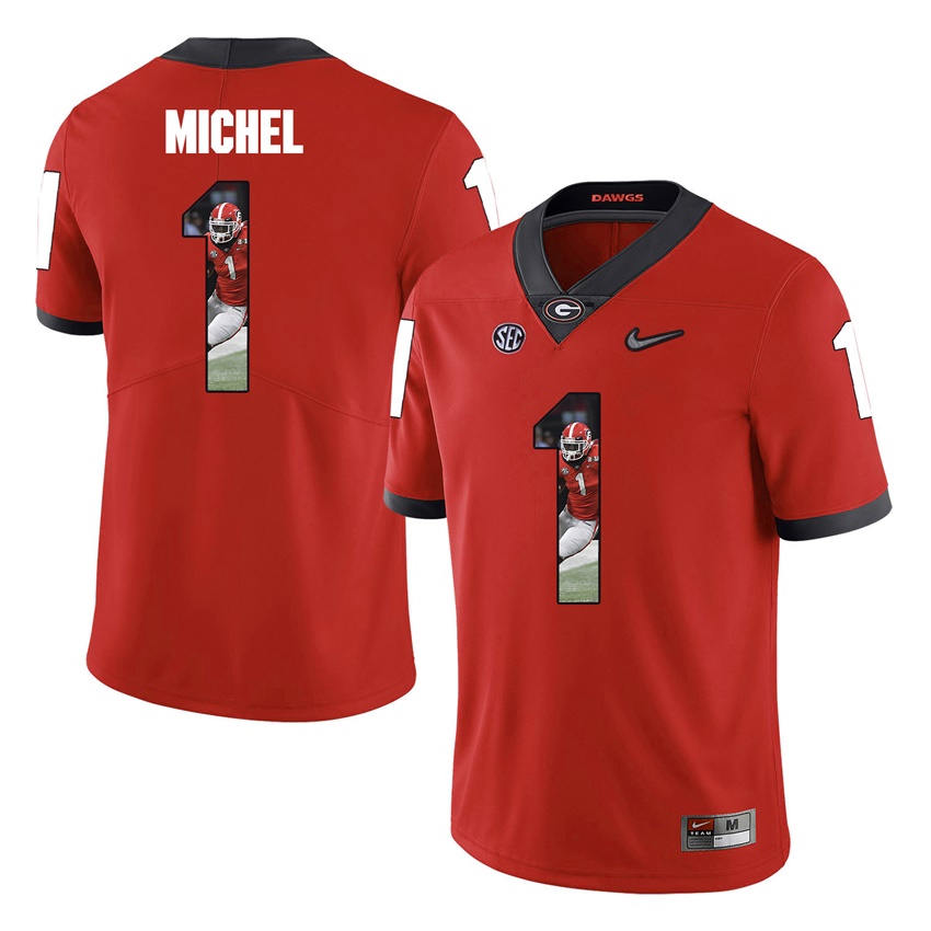 Georgia Bulldogs Red Sony Michel College Football Portrait Jersey