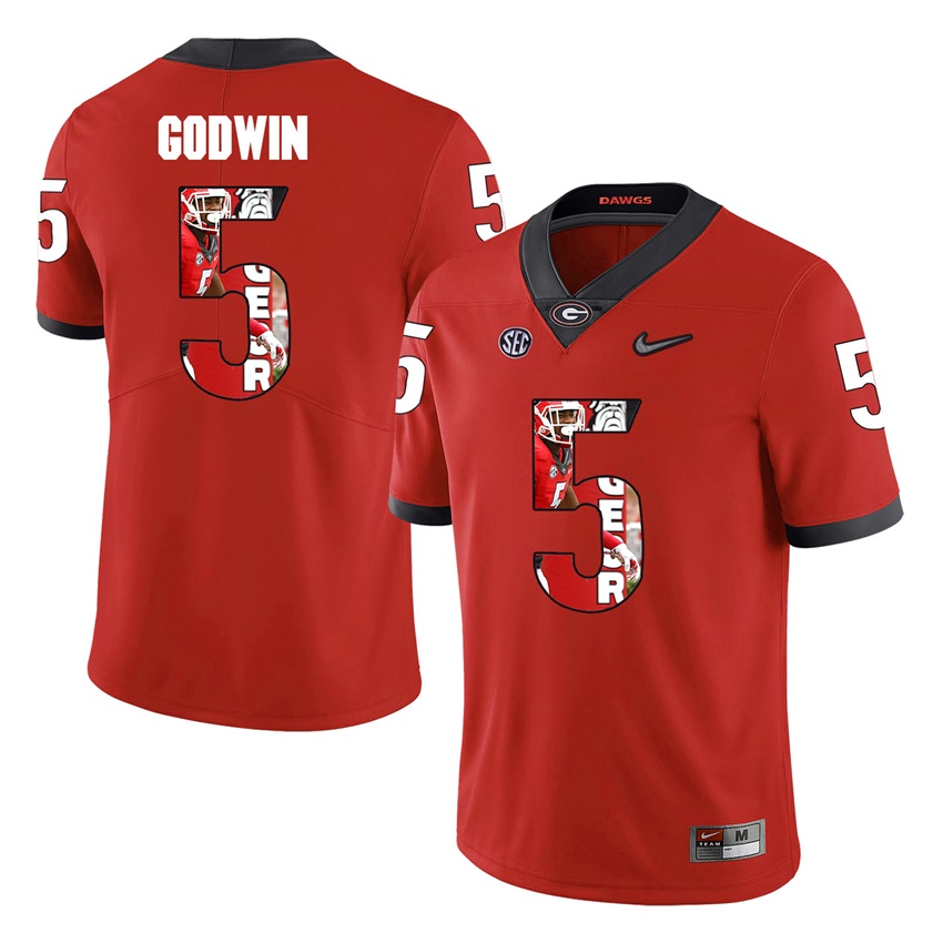 Georgia Bulldogs Red Terry Godwin College Football Portrait Jersey