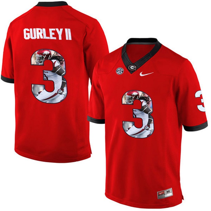 Georgia Bulldogs Todd Gurley II Red Printing Player Portrait Football Jersey