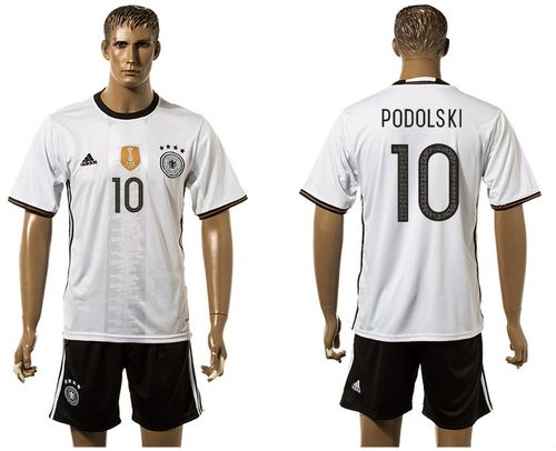 Germany #10 Podolski White Home Soccer Country Jersey