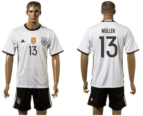 Germany #13 Muller White Home Soccer Country Jersey