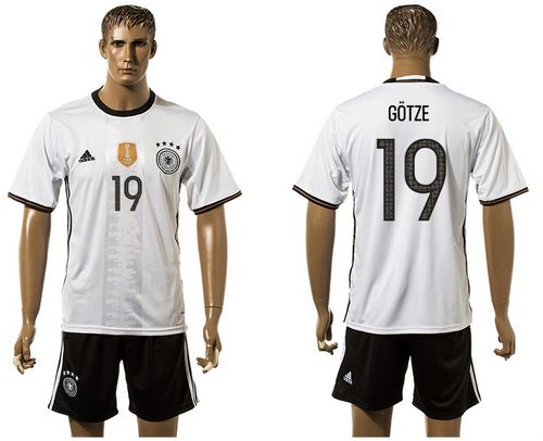 Germany #19 Gotze White Home Soccer Country Jersey