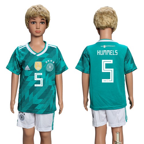 Germany #5 Hummels Away Kid Soccer Country Jersey