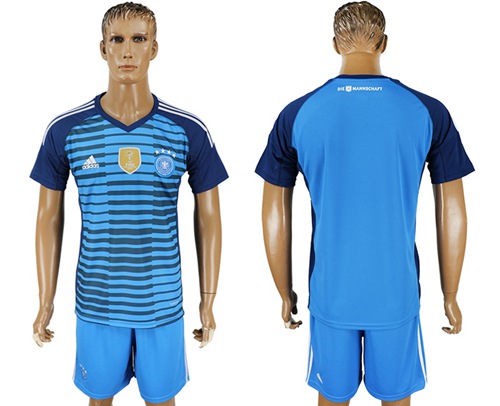 Germany Blank Blue Goalkeeper Soccer Country Jersey