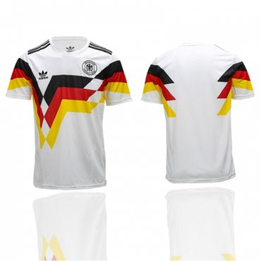 Germany Blank White 1990 Throwback Soccer Country Jersey