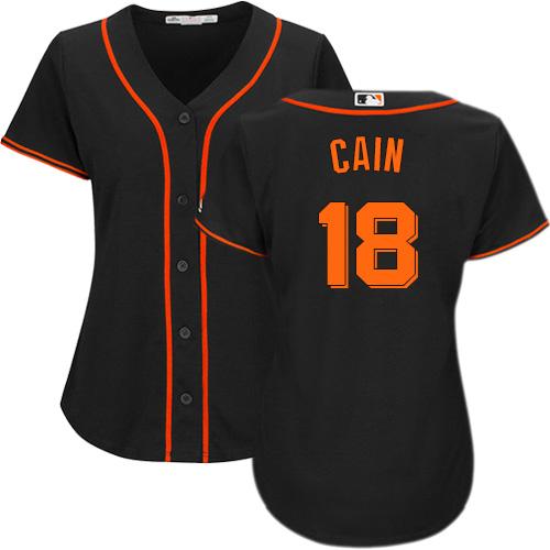 Giants #18 Matt Cain Black Alternate Women's Stitched MLB Jersey