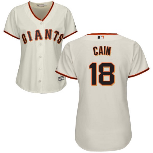Giants #18 Matt Cain Cream Home Women's Stitched MLB Jersey