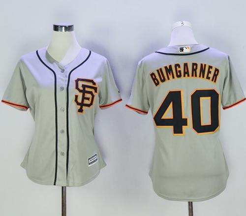 Giants #40 Madison Bumgarner Grey Road Women's Stitched MLB Jersey