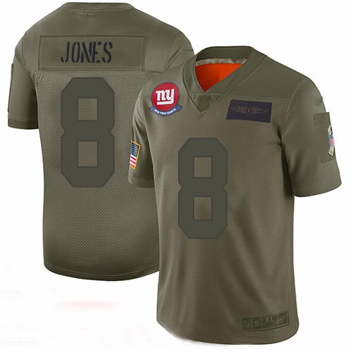 Giants #8 Daniel Jones Camo Youth Stitched Football Limited 2019 Salute to Service Jersey