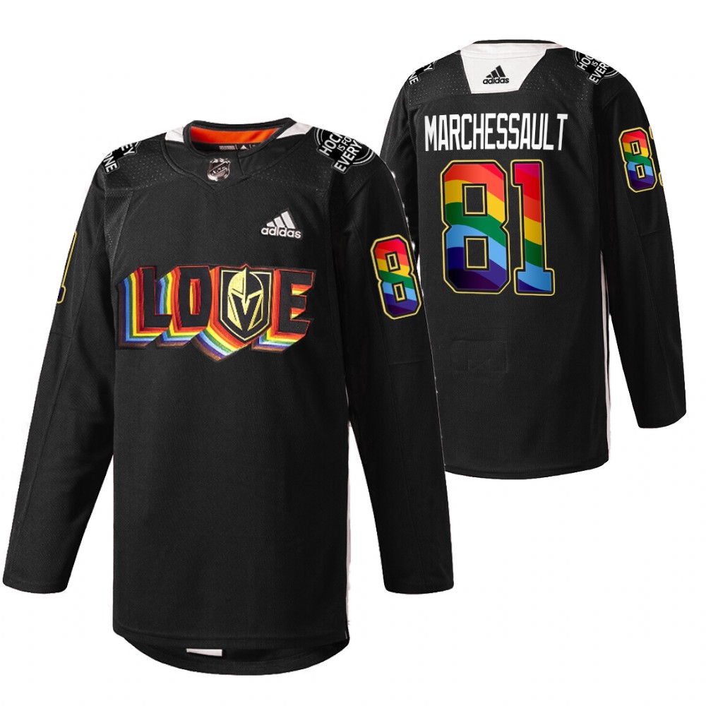 Golden Knights Jonathan Marchessault LGBTQ Pride Night 2022 Black Rainbow Practice Jersey