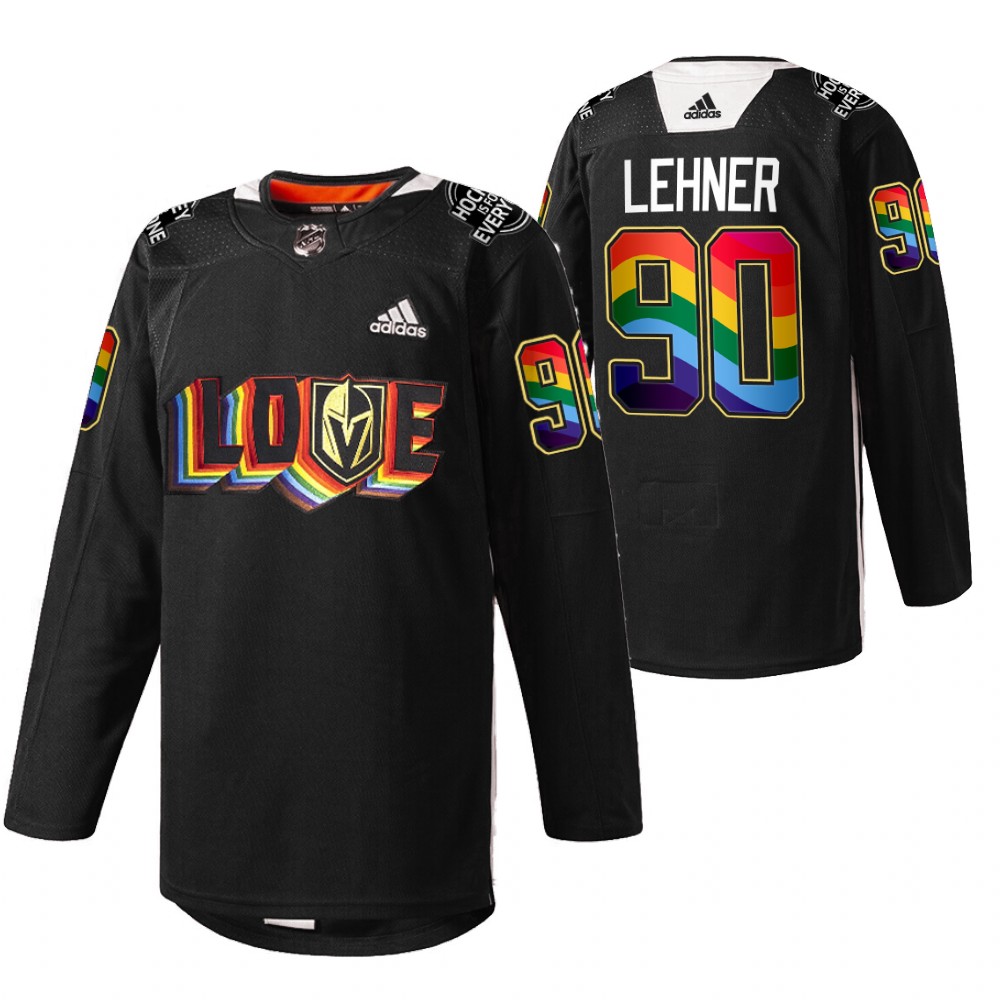 Golden Knights Robin Lehner LGBTQ Pride Night 2022 Black Rainbow Practice Jersey