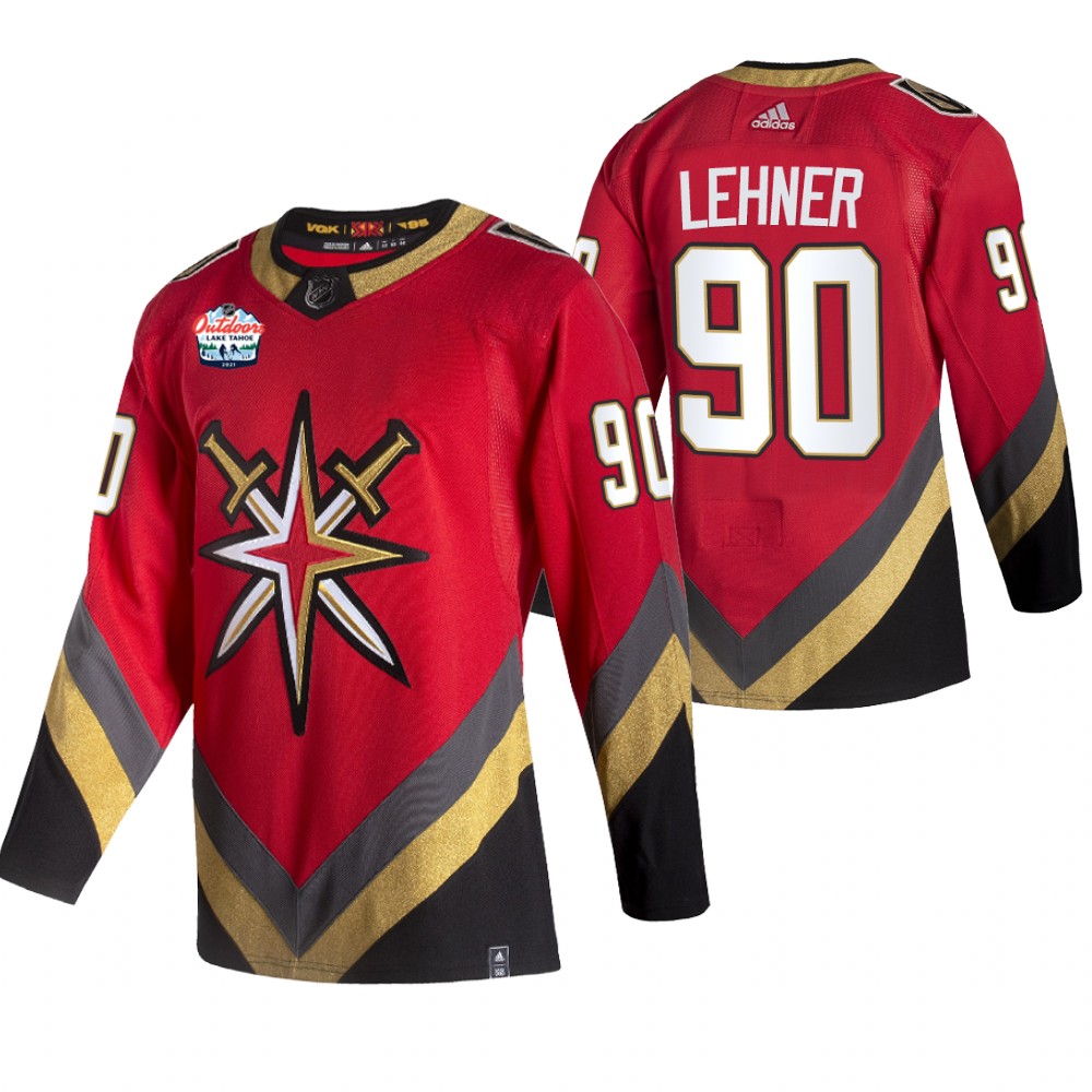 Golden Knights Robin Lehner Lake Tahoe 2021 Retro Jersey Red NHL Outdoors Sunday